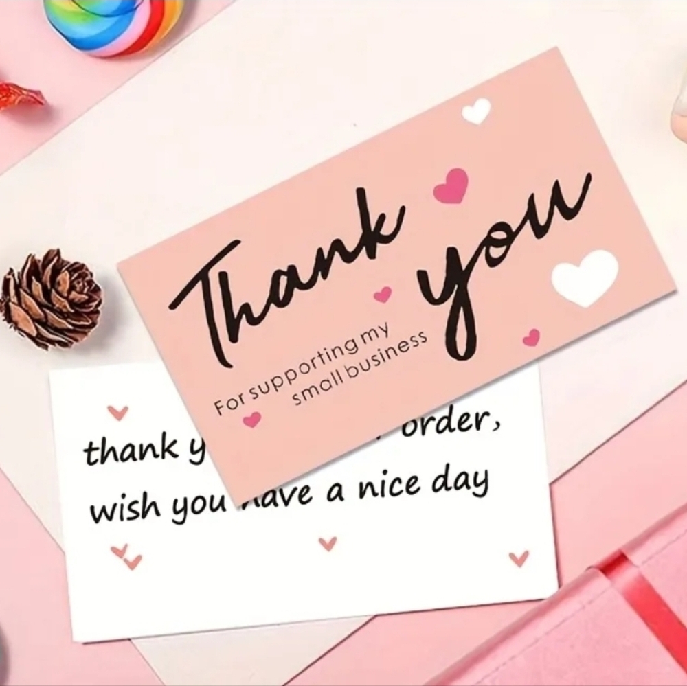 new Thank You Cards Stationery Posh Sellers Packages Pink Small Business 25 ct